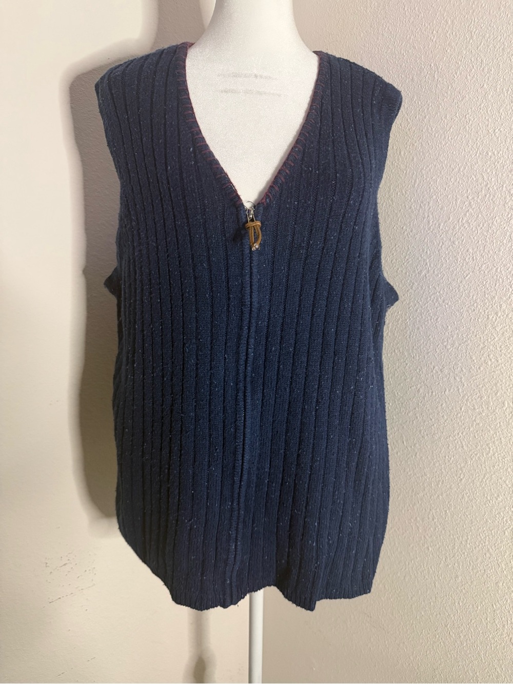 Vintage 90s Russ Liz Claiborne Donegal Knit Zip Sweater Vest Sapphire Blue 3X